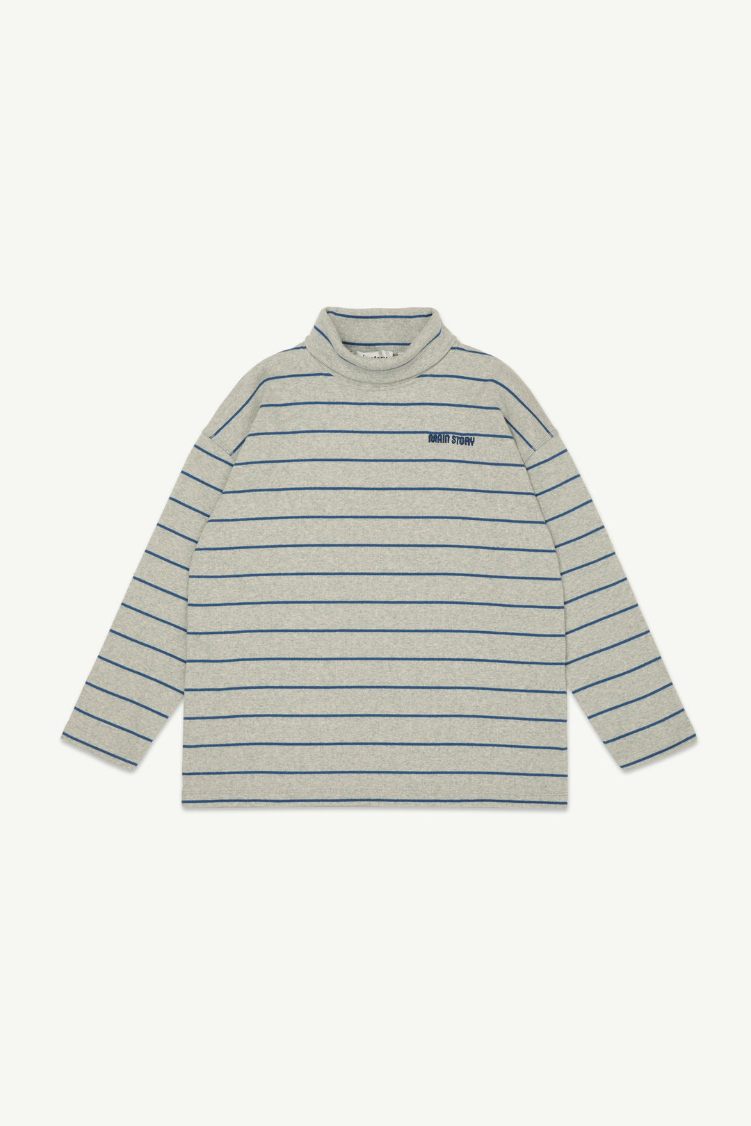 Roll Neck Rib Top - Grey Melange stripe