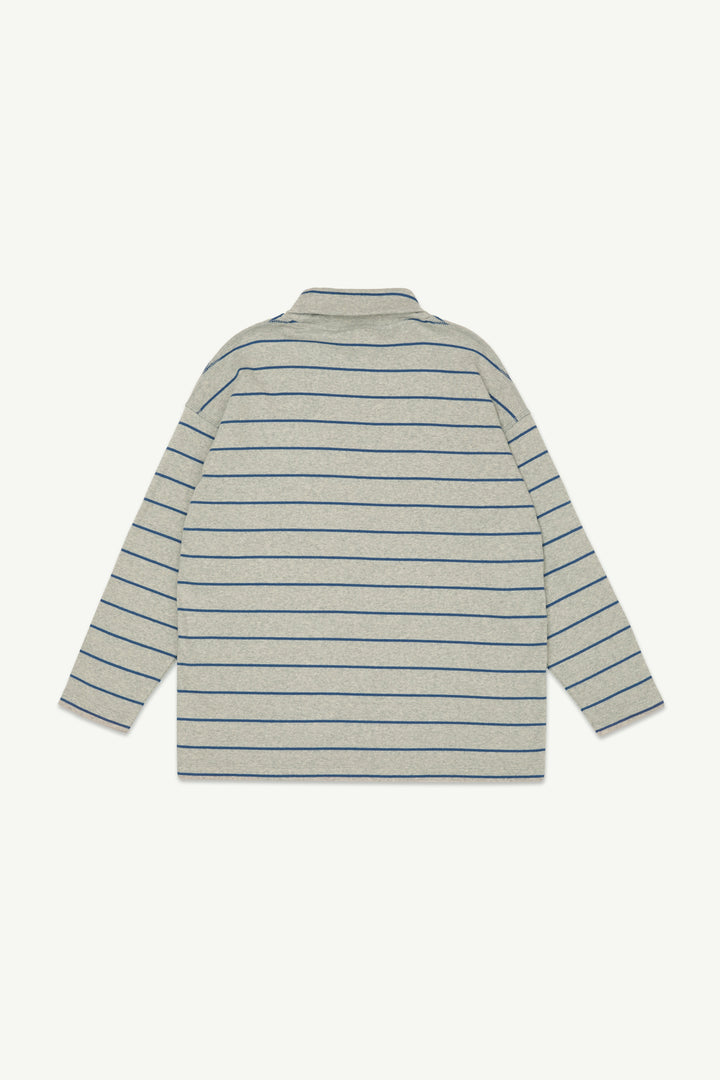 Roll Neck Rib Top - Grey Melange stripe