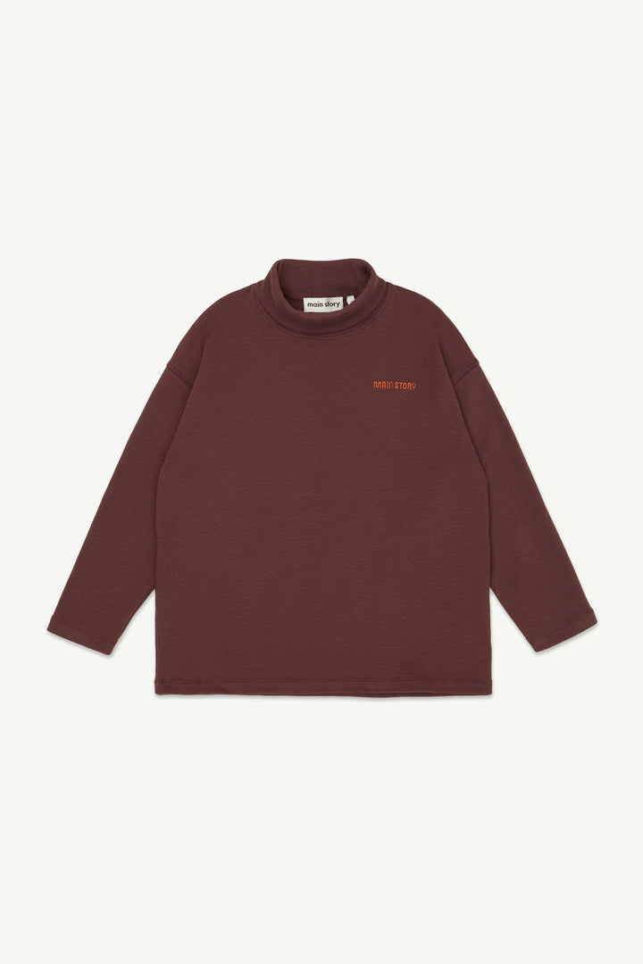 Roll Neck Rib Top - Hot Chocolate