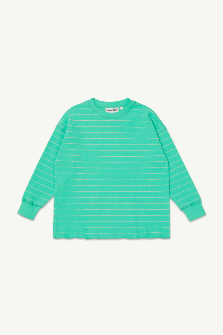 Waffle Tee - Biscay Green Stripes