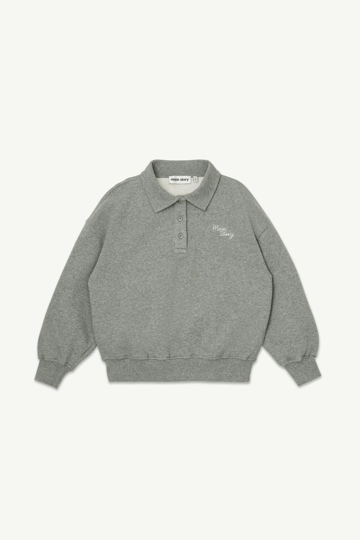 Polo Sweatshirt - Grey Melange