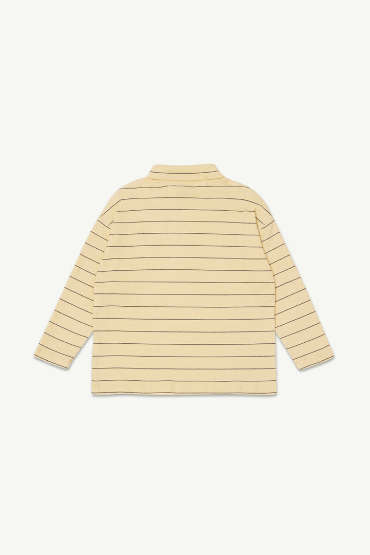 Roll Neck Rib Top - Banana Crepe Stripe
