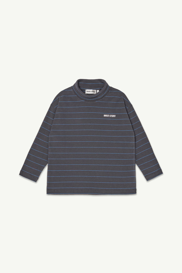 Roll Neck Rib Top - Phantom Stripe