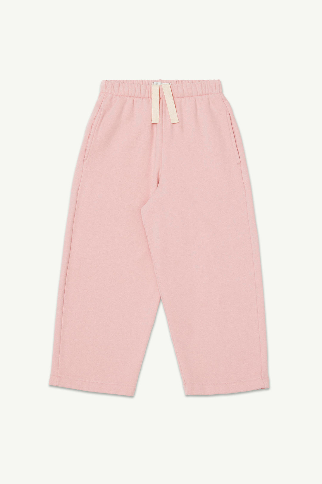 Light, Bonbon, pink lounge pants with an elastic waistband and cream-colored drawstring.