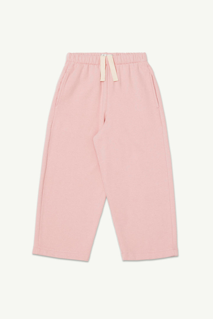 Light, Bonbon, pink lounge pants with an elastic waistband and cream-colored drawstring.