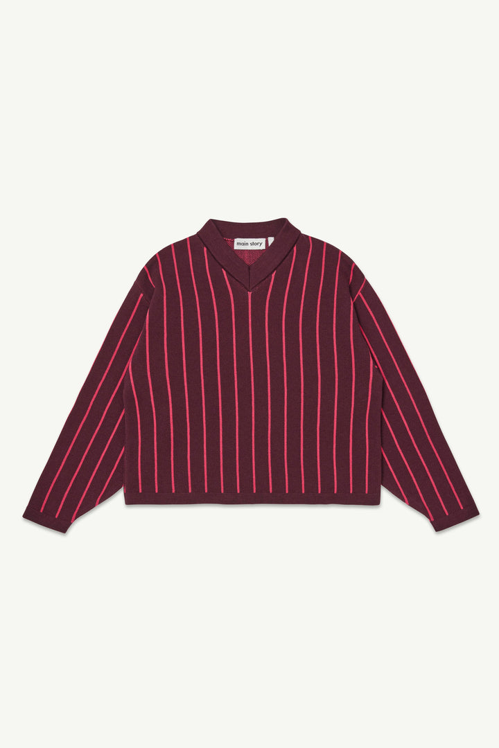 V Knit - Burgundy &amp; Cherry Stripe