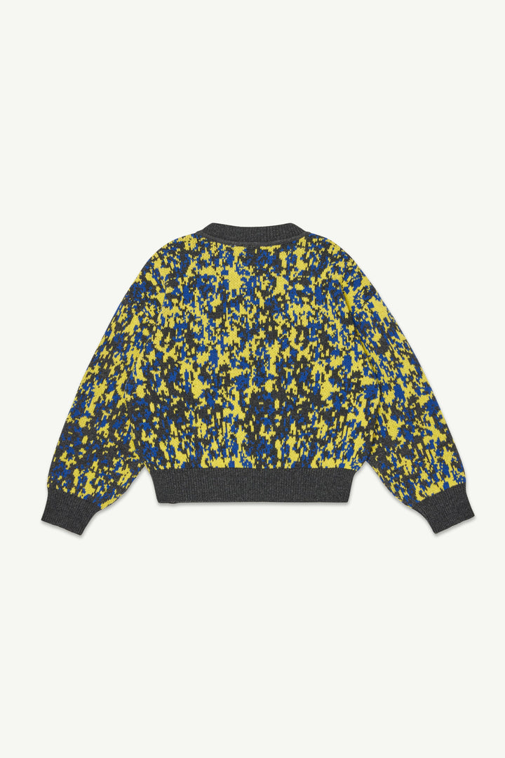 Jacquard V Sweater - Charcoal Mini Splodge