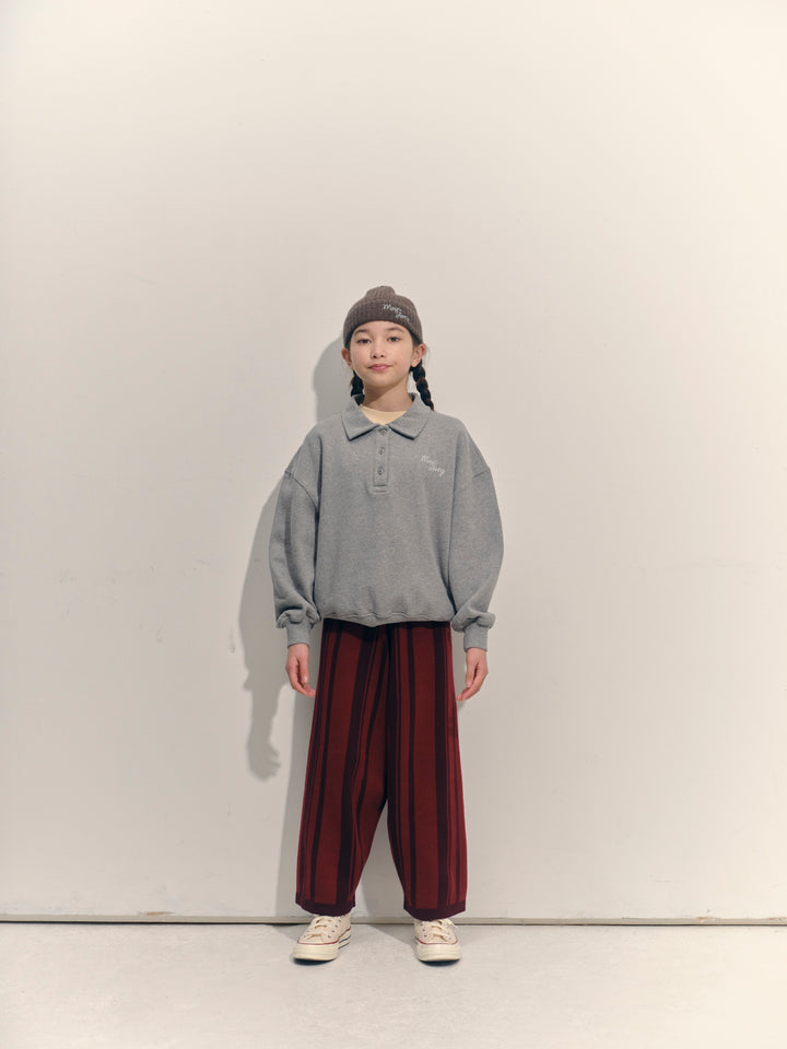 Knitted Pant - Burgundy Stripe