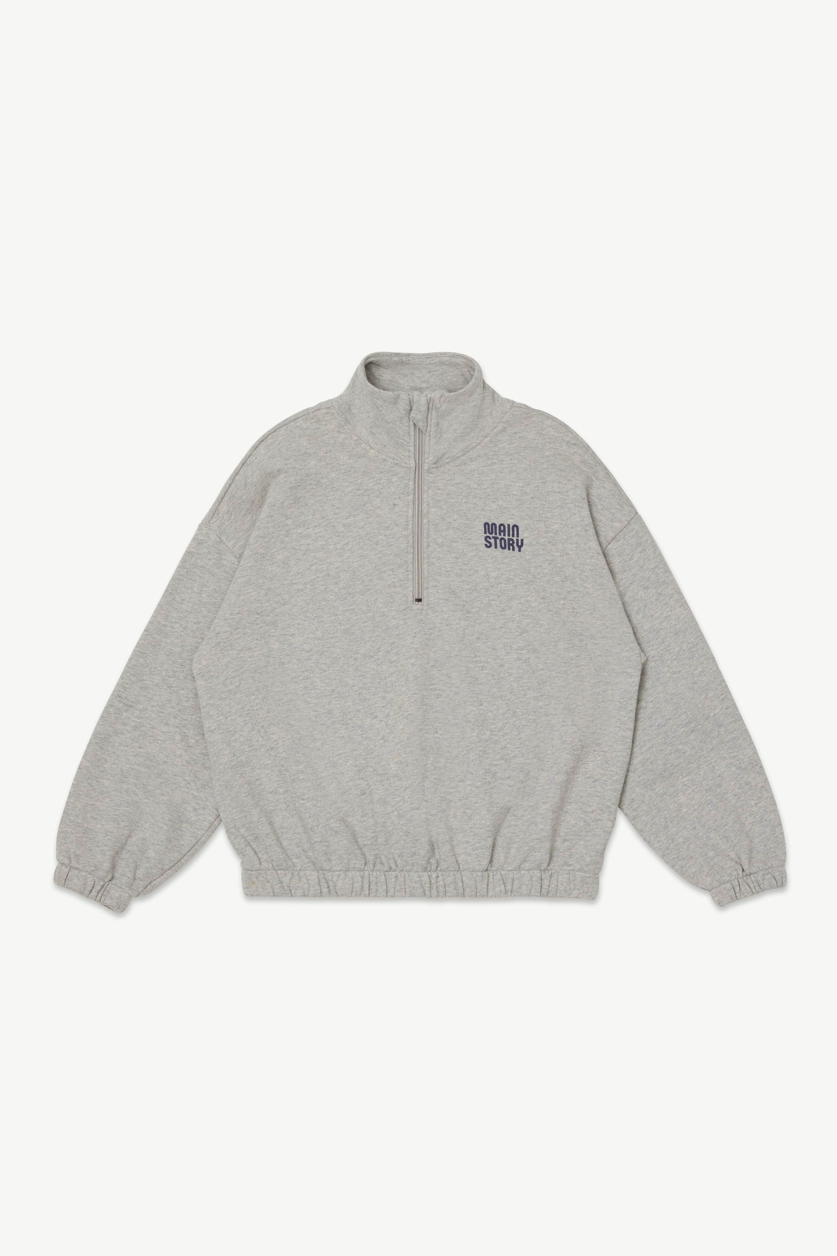 Online Exclusive - Half Zip Funnel Sweatshirt - Light Grey Melange