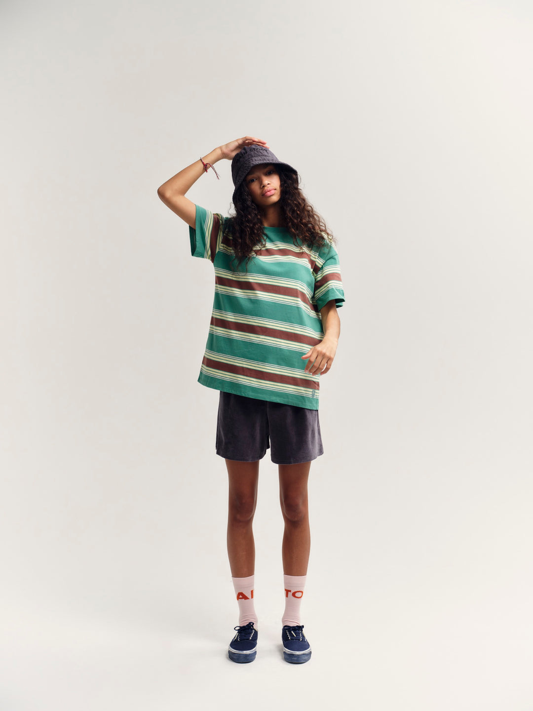 Loose Tee - Bottle Green Stripe