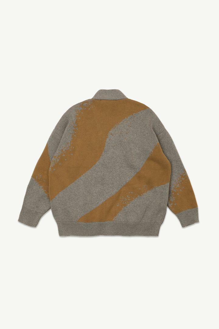 Jacquard Cardigan - Grey Melange Ripple